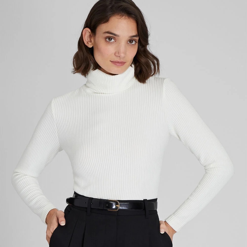 Club Monaco- Rib-Knit Turtleneck Top